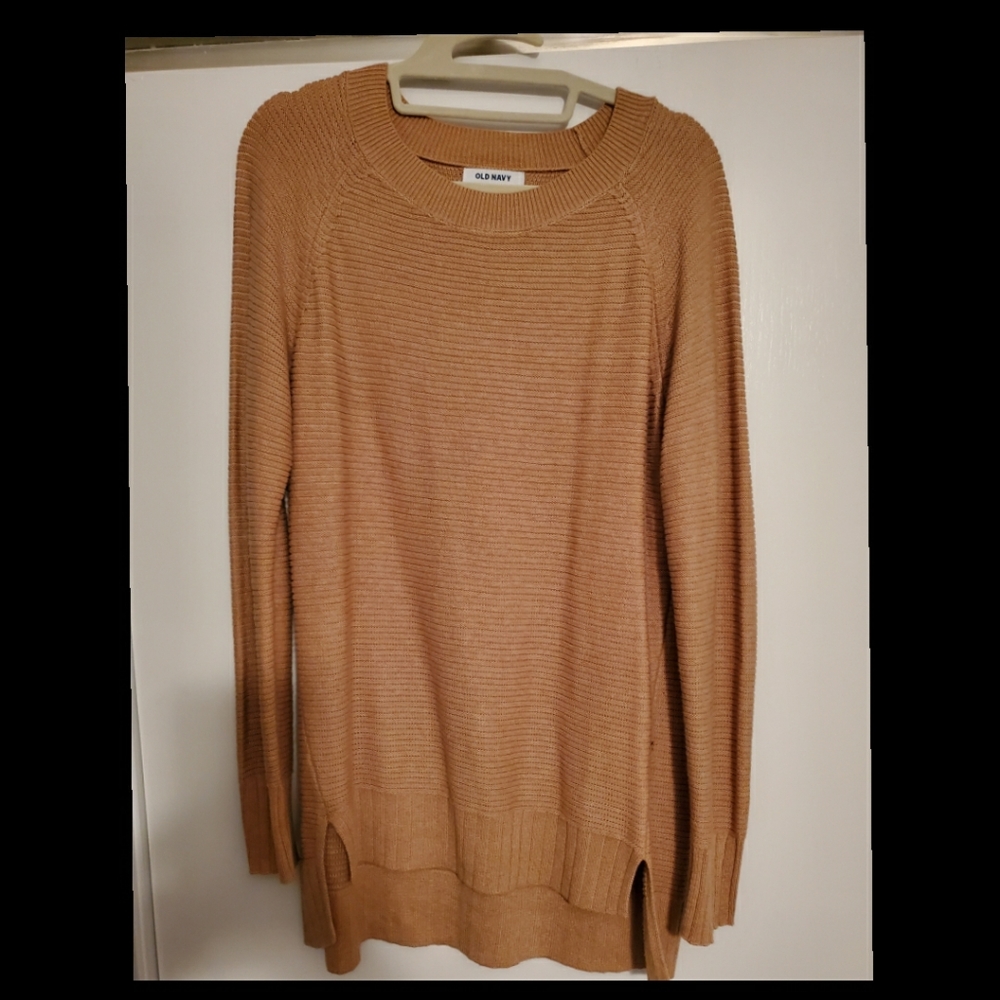 Light brown tunic sweater.